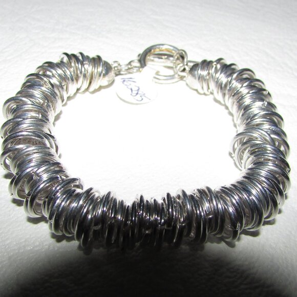 Silver Multi-Ring Toggle Bracelet - 3/8" - NEW - Picture 5 of 9